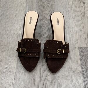 L'AGENCE Dark Brown Suede heels